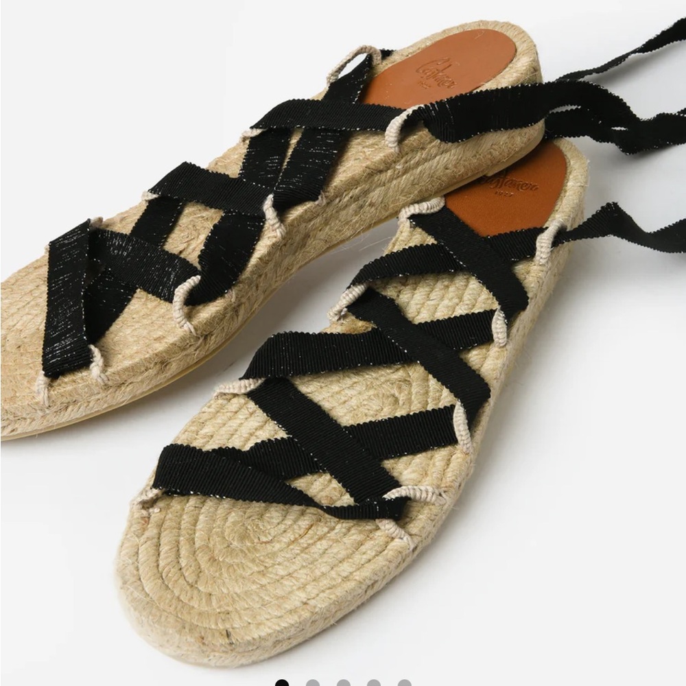 Castaner Black Lace-Up Espadrille Sandals
